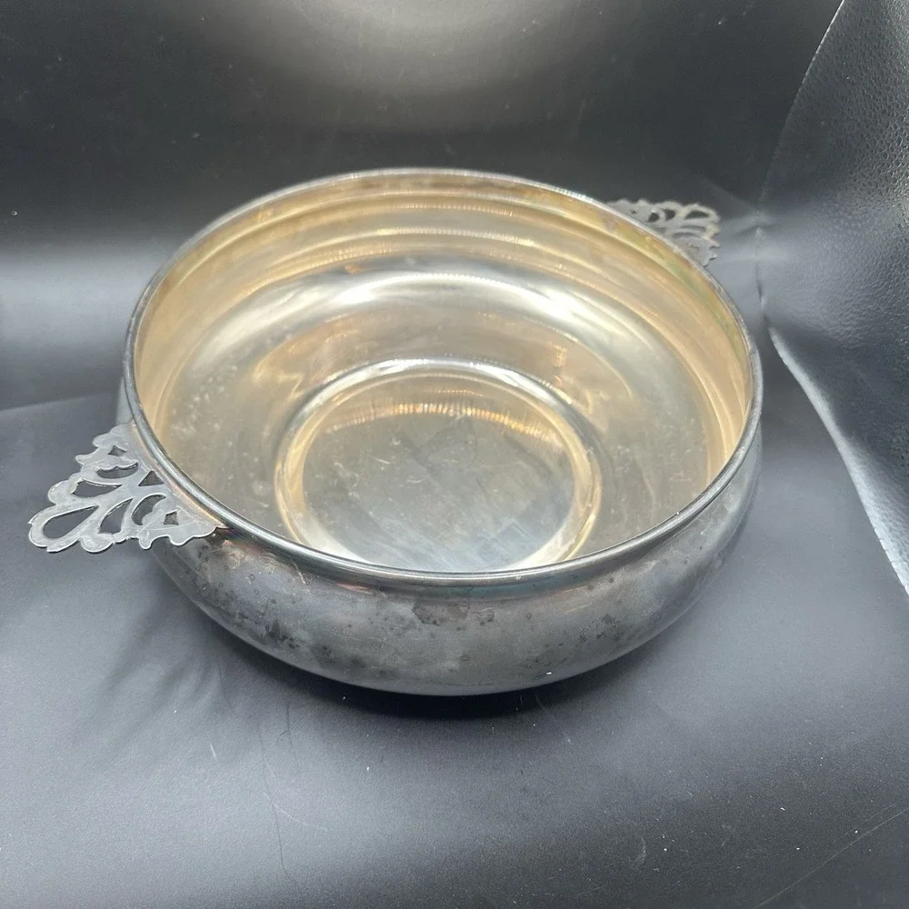 Vintage Reed & Barton Silver Plate Serving Bowl Round Gothic Moody Whimsygoth